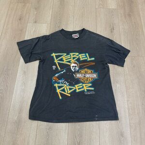 Vintage 1987 Harley-Davidson Men's Black Rebel Rider T-Shirt Size L